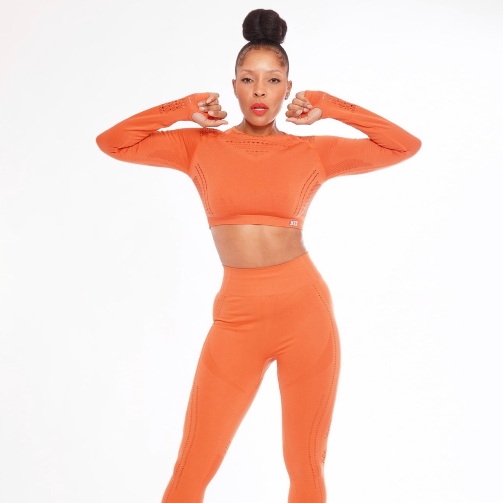Orange Long sleeve Athleisure  Yoga Set